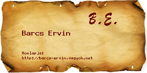 Barcs Ervin névjegykártya
